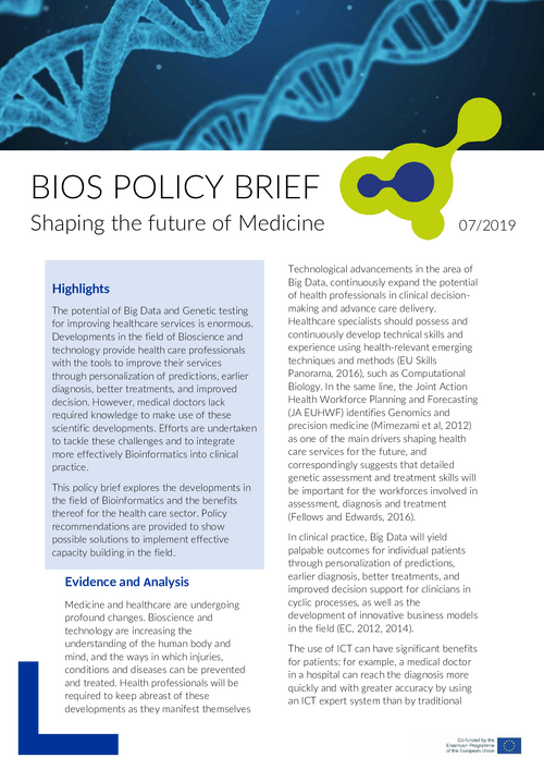 BioS Policy brief: Shaping the future of Medicine